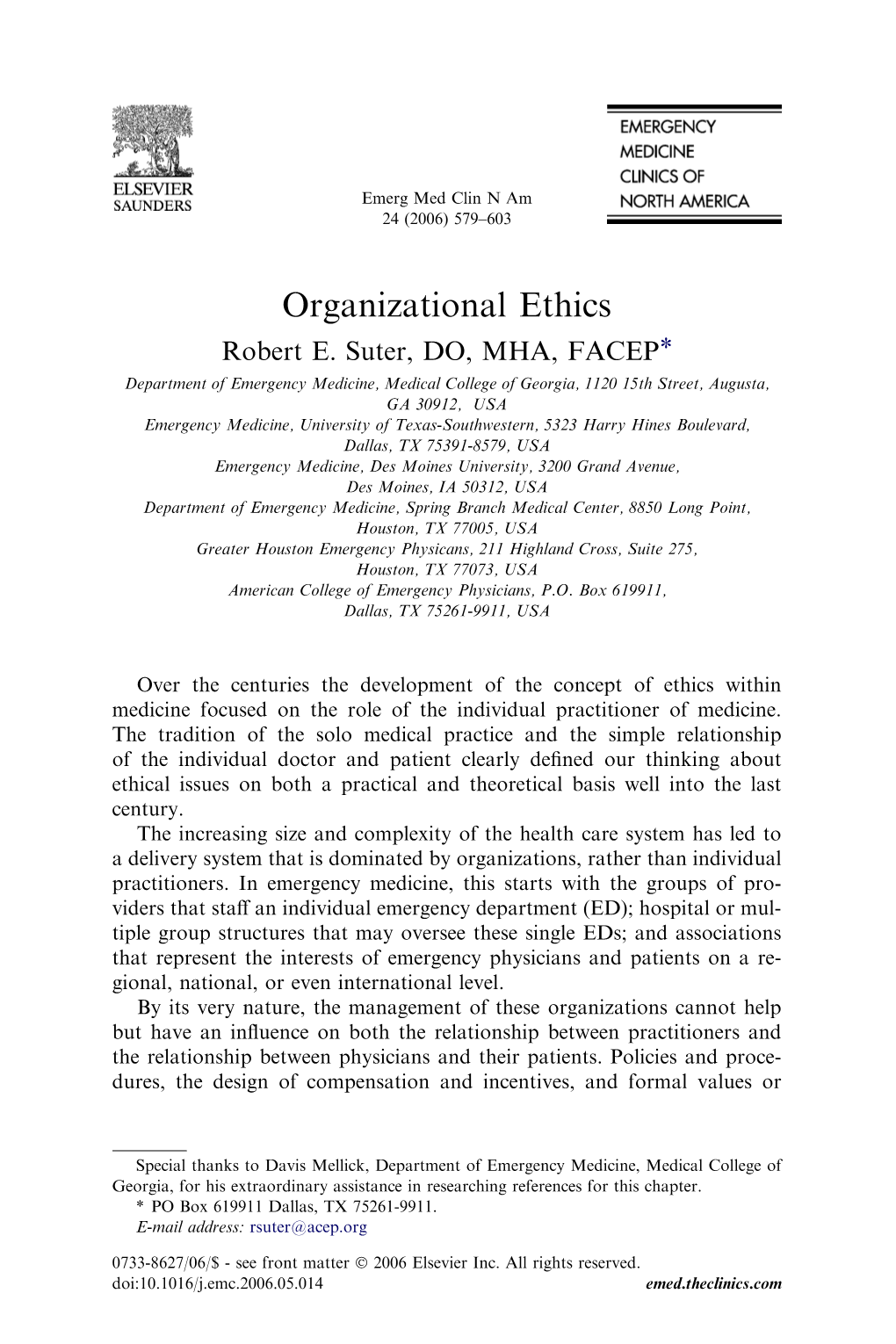 Organizational Ethics Robert E