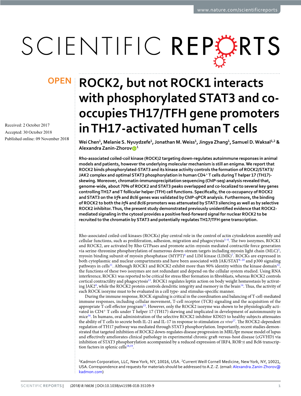 Occupies TH17/TFH Gene Promoters in TH17-Activated Human T Cells