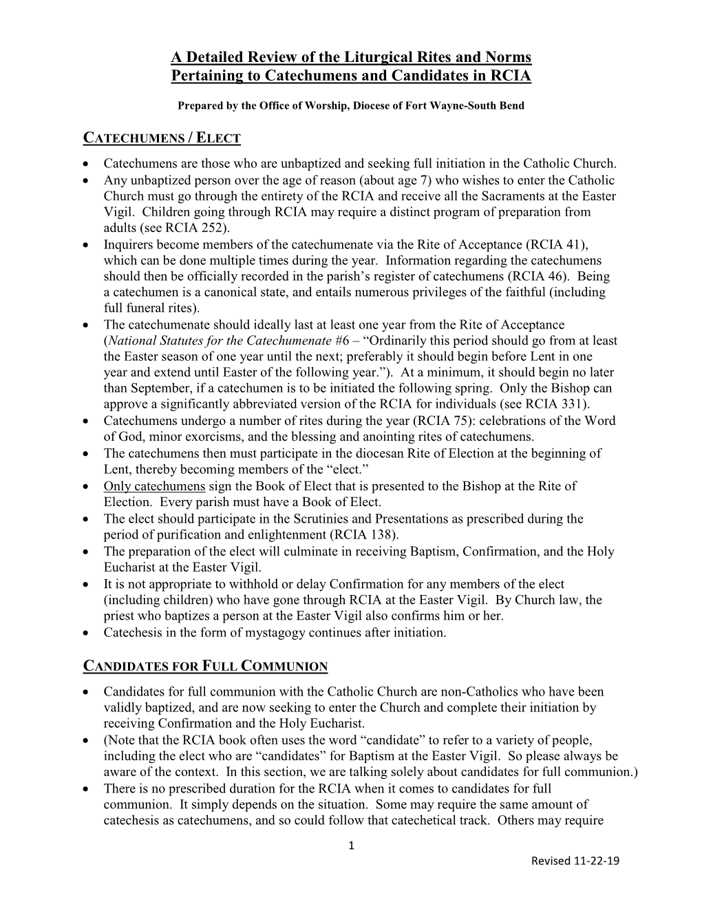 Detailed Review of RCIA Rites and Norms