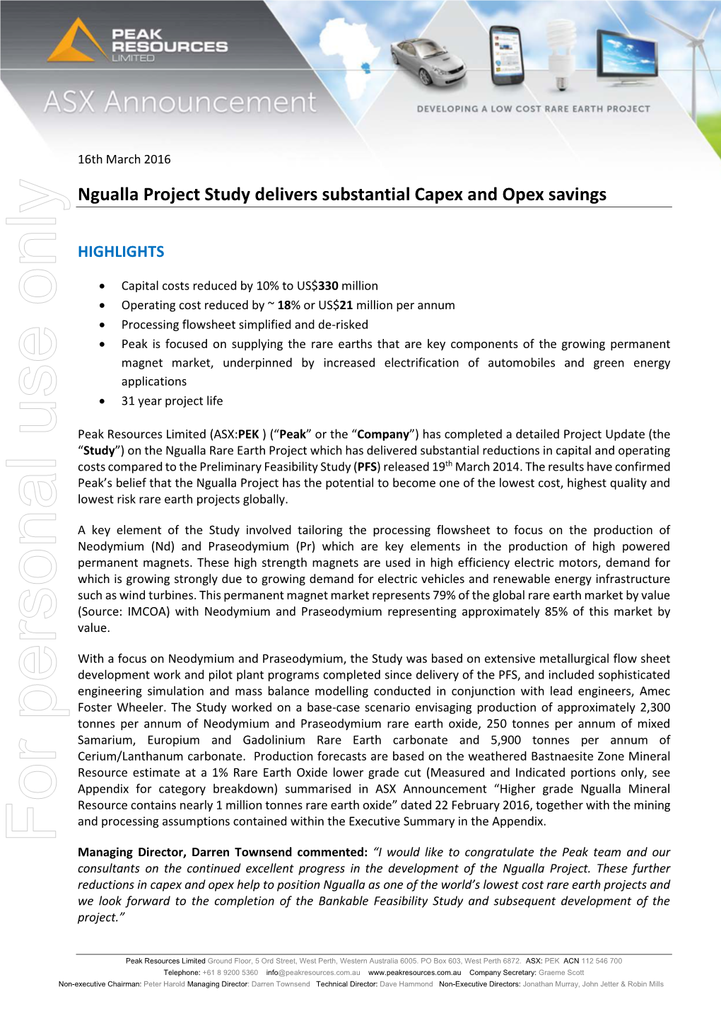 Ngualla Project Study Delivers Substantial Capex and Opex Savings