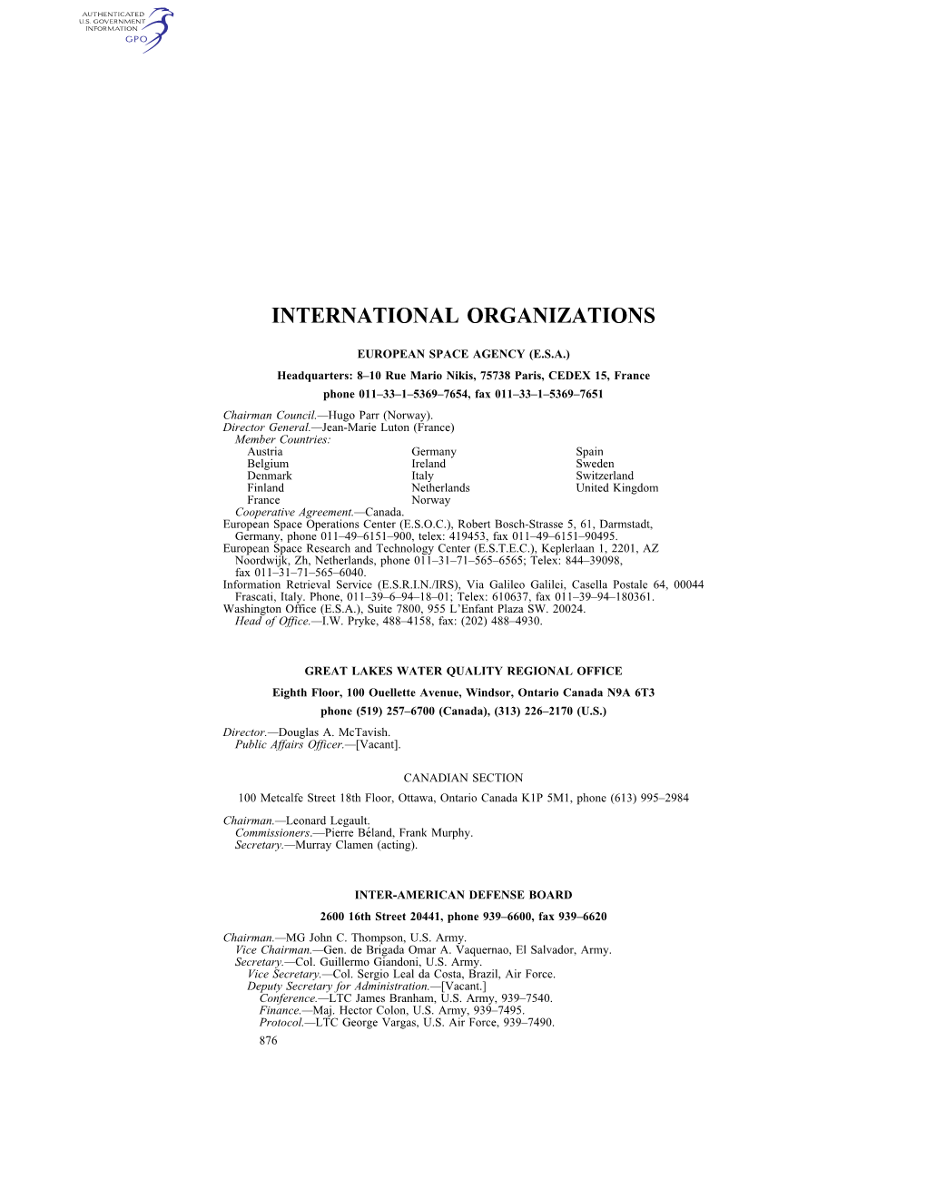 International Organizations