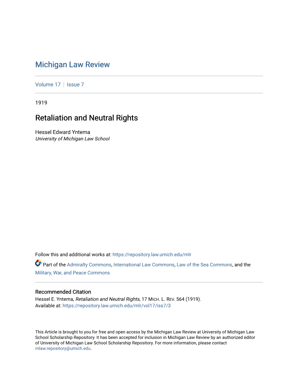 Retaliation and Neutral Rights