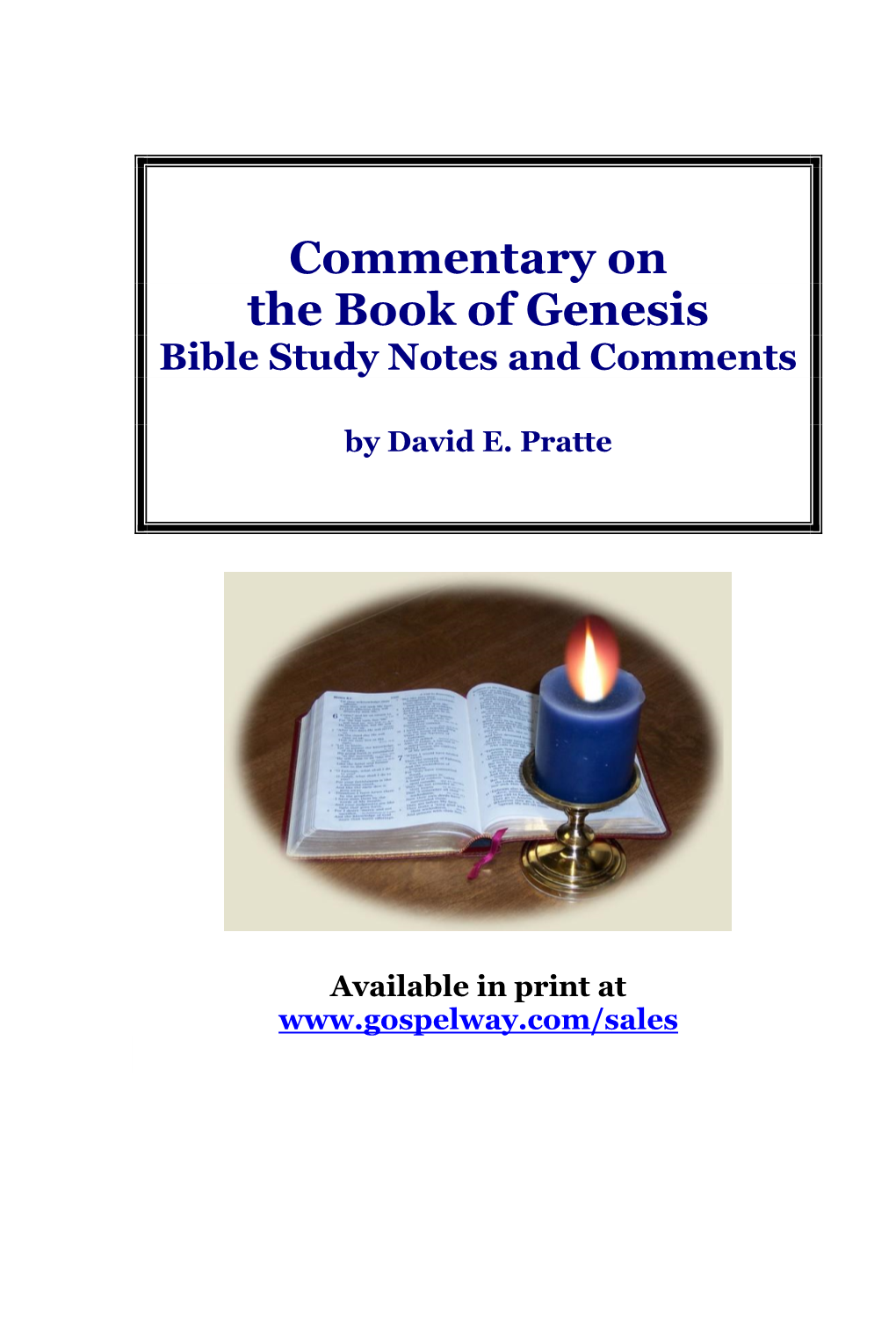 Genesis Bible Study Notes and Comments