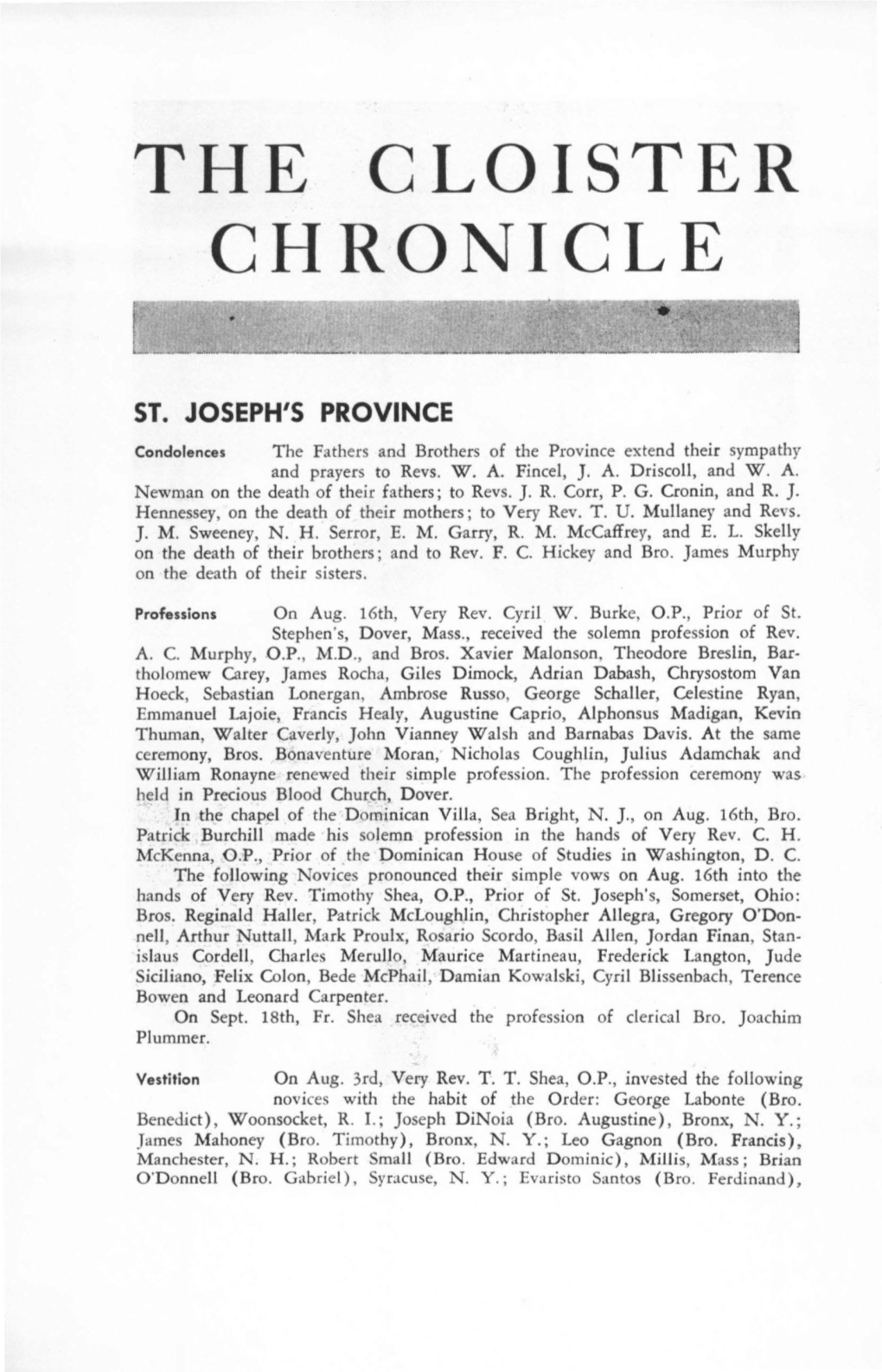 Cloister Chronicle