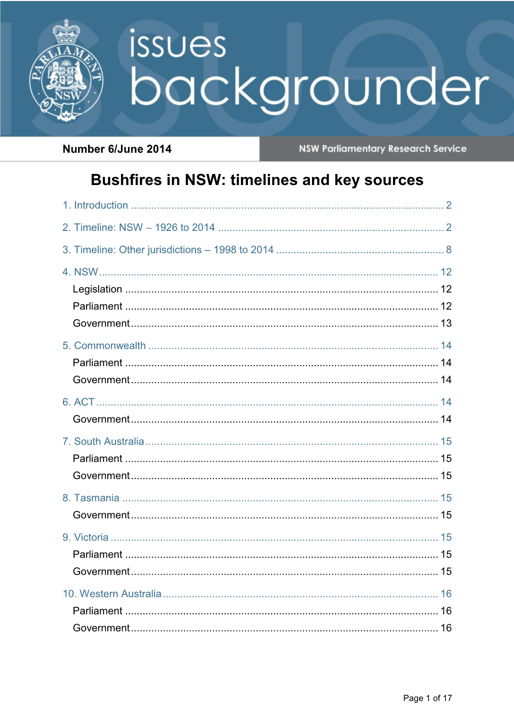 Bushfires in NSW: Timelines and Key Sources