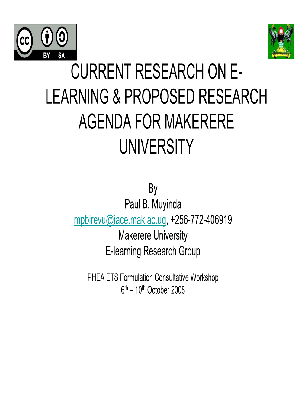 Learning & Proposed Research Agenda for Makerere University