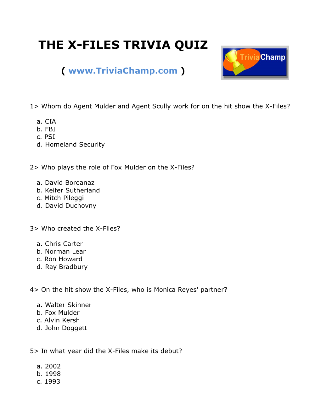 The X-Files Trivia Quiz