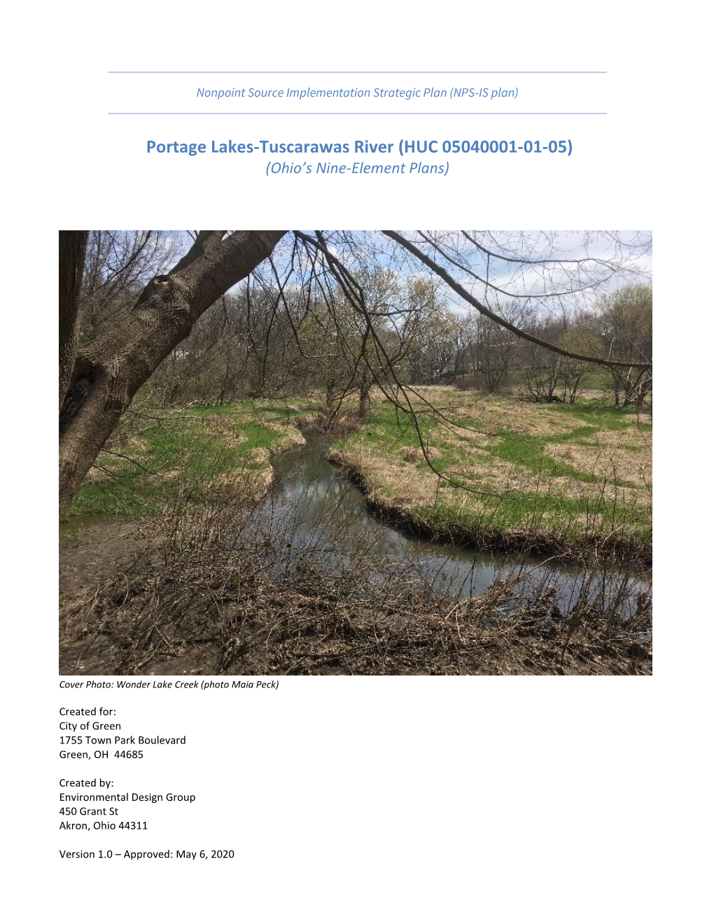 Portage Lakes-Tuscarawas River (HUC 05040001-01-05) (Ohio’S Nine-Element Plans)