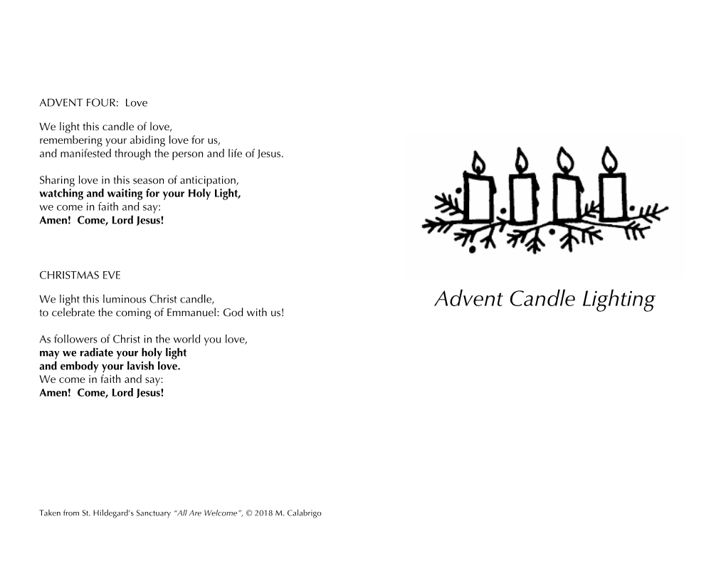 Advent Candle Lighting to Celebrate the Coming of Emmanuel: God with Us!