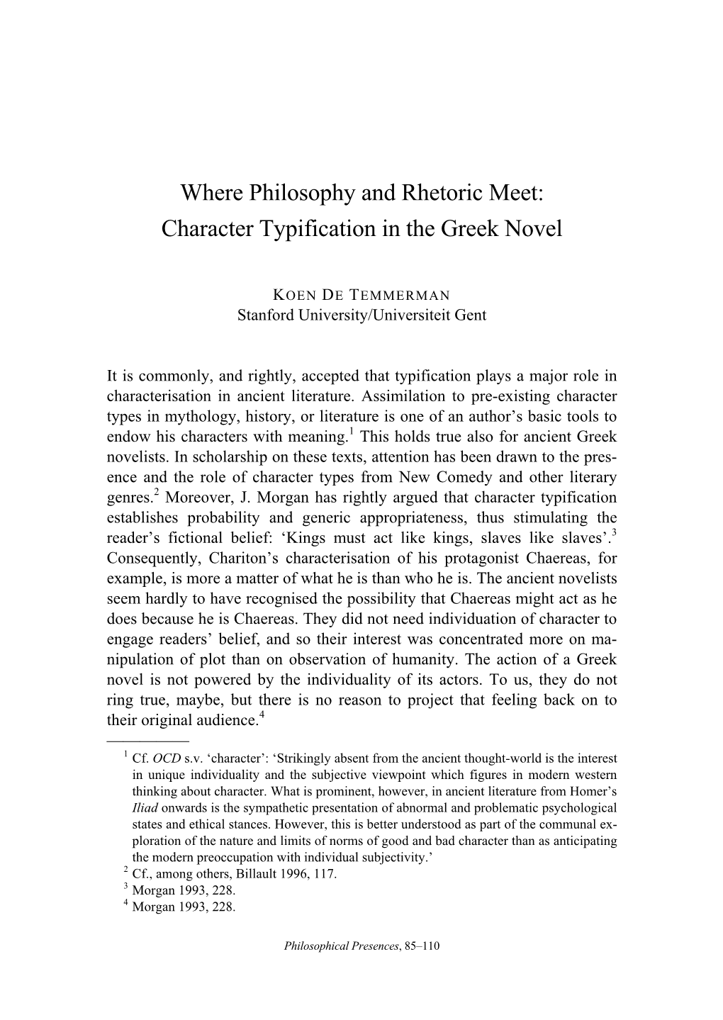 Philosophical Presences in the Ancient Novel