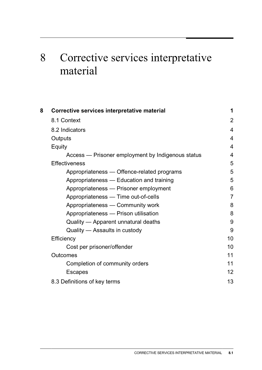 Section 8 Corrective Services Interpretative Material