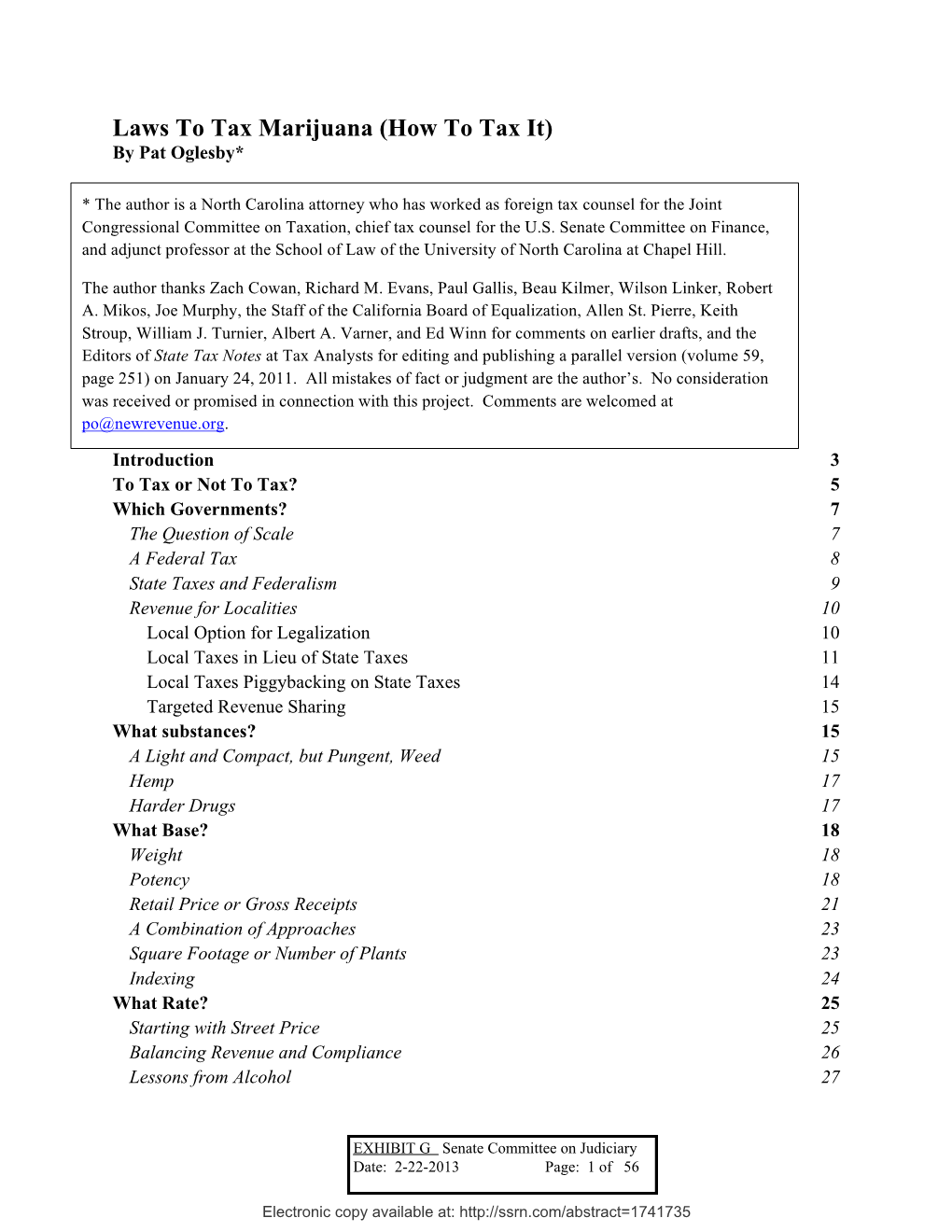 Laws to Tax Marijuana (How to Tax It) by Pat Oglesby*