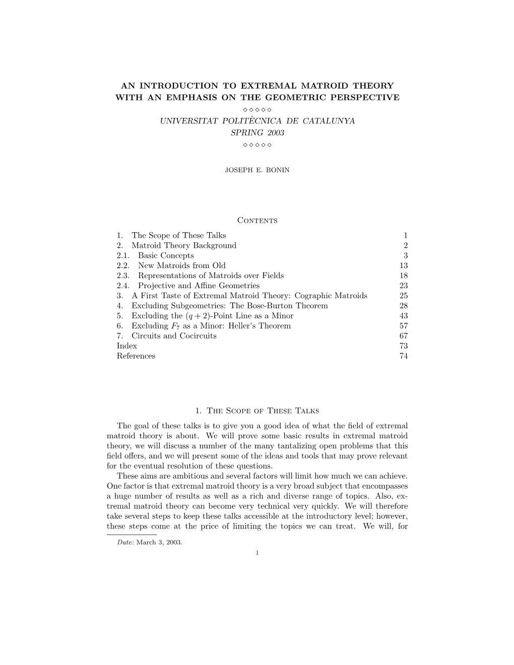 Introduction to Extremal Matroid Theory with an Emphasis on the Geometric Perspective