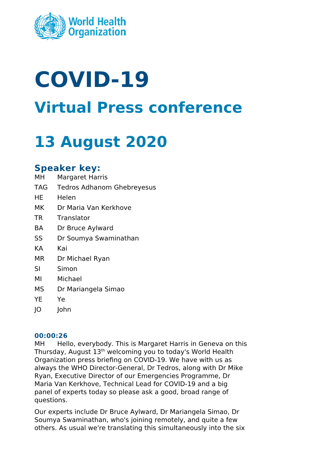 COVID-19 Virtual Press Conference