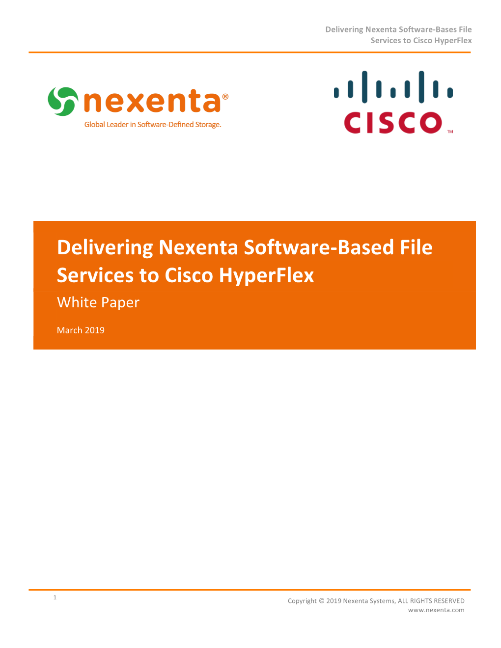 Delivering Nexenta Software-Based File Services to Cisco Hyperflex White Paper