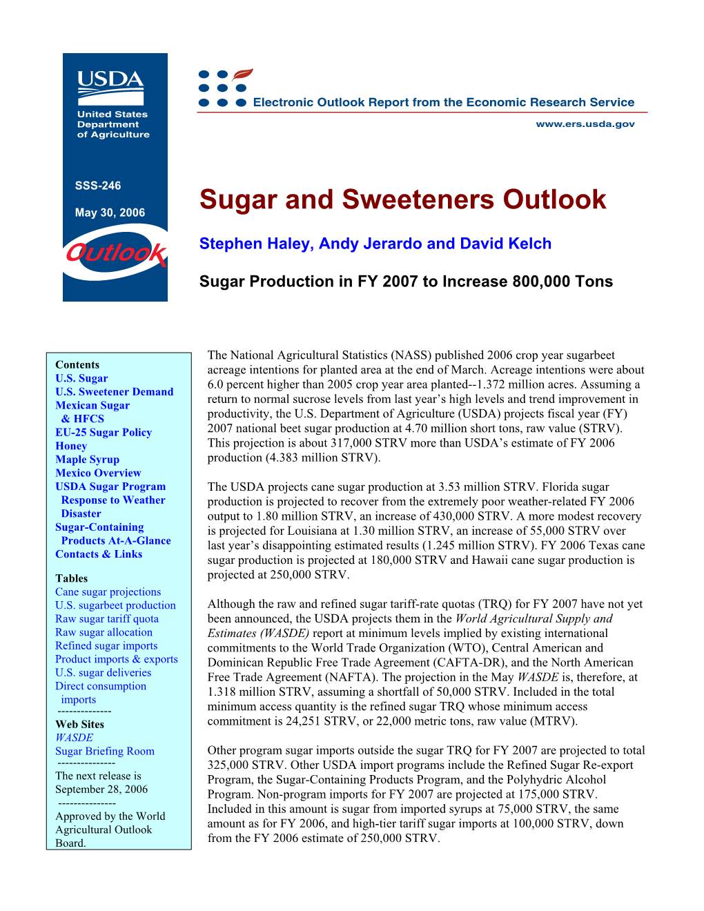 SSS-246 Sugar and Sweeteners Outlook