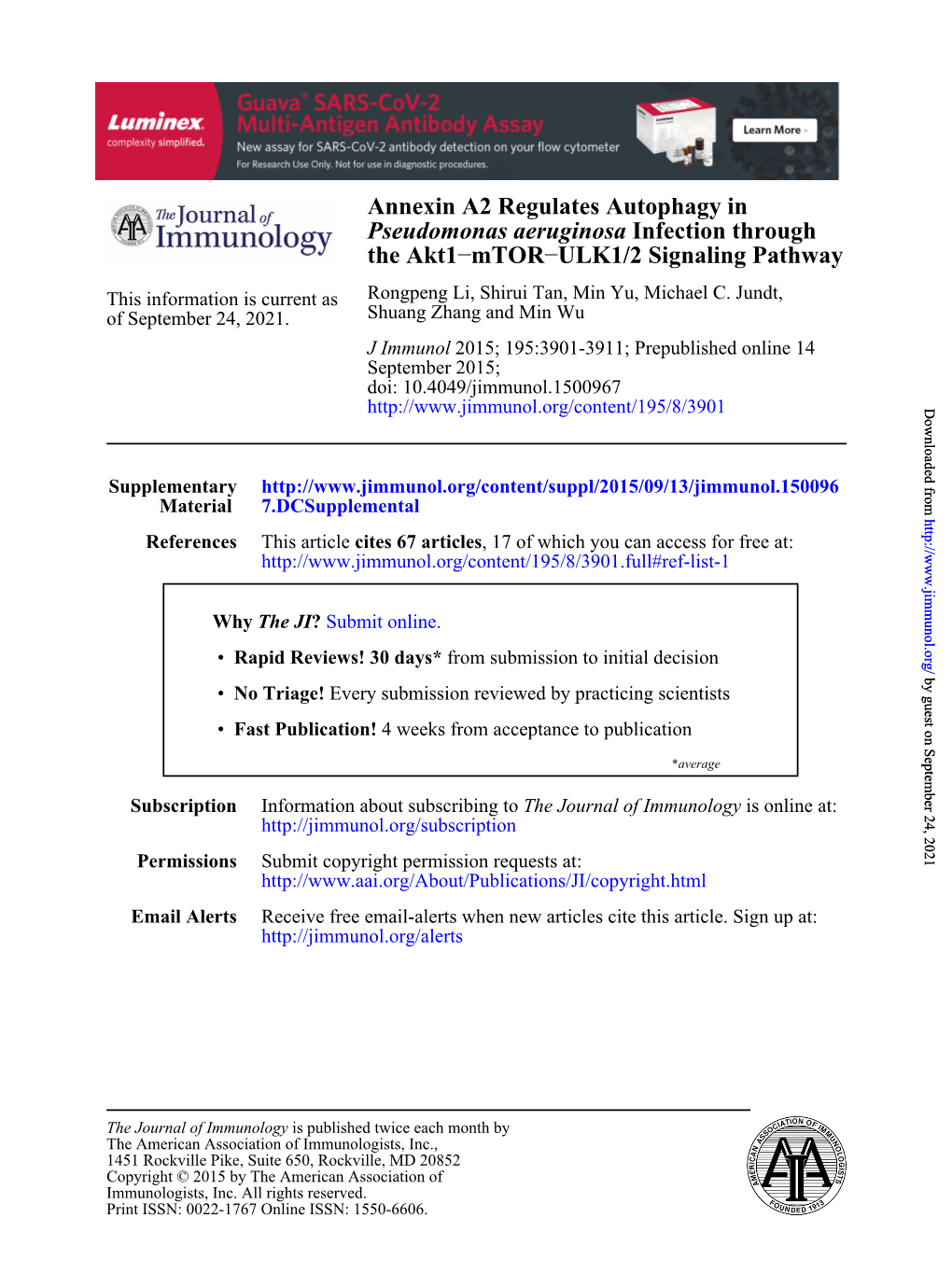 ULK1/2 Signaling Pathway − Mtor − the Akt1 Infection Through