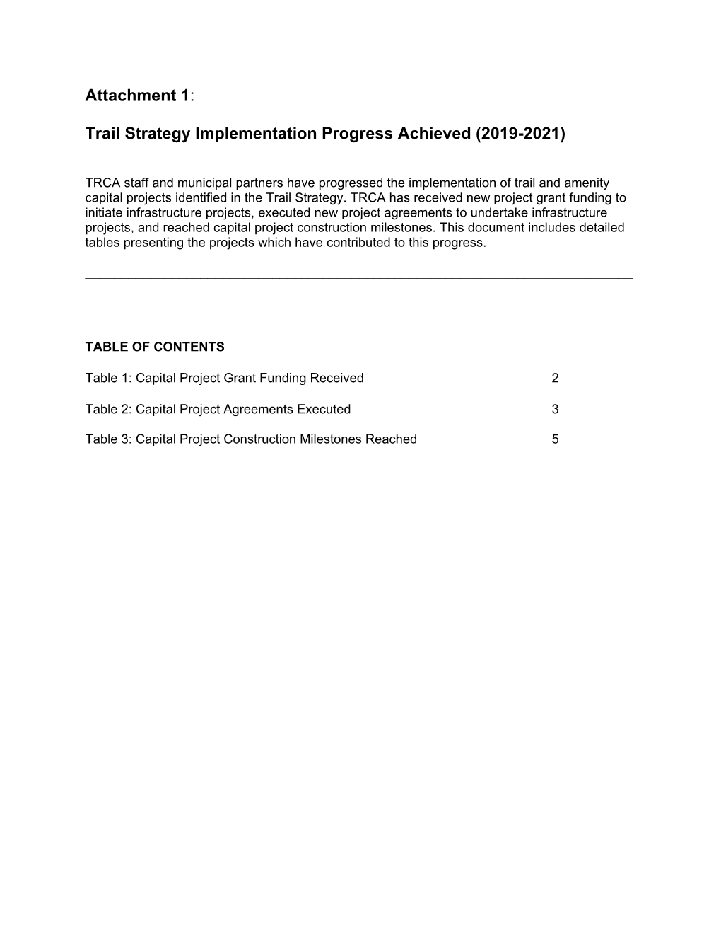 Trail Strategy Implementation Progress Achieved (2019-2021)