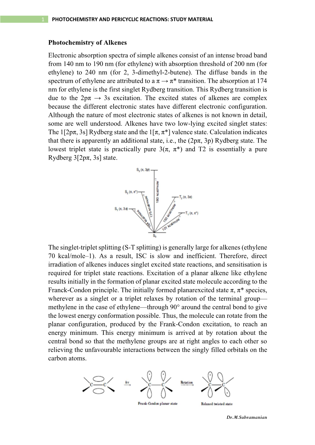 Photochemistry and Pericyclic Reactions: Study Material