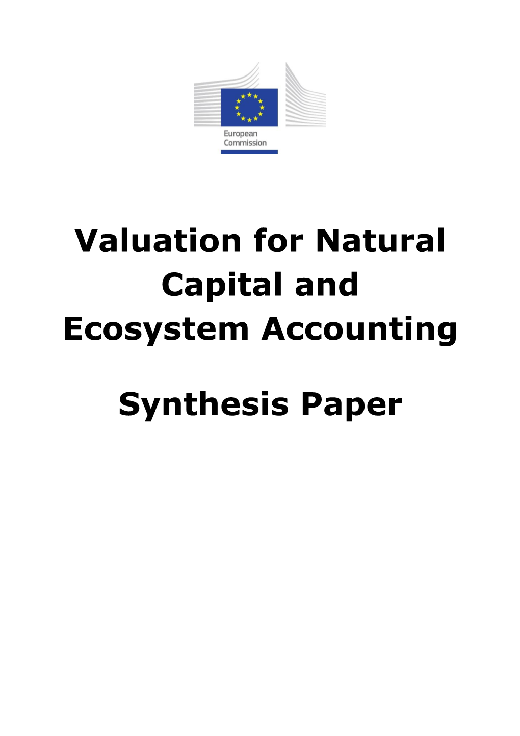 Valuation for Natural Capital and Ecosystem Accounting