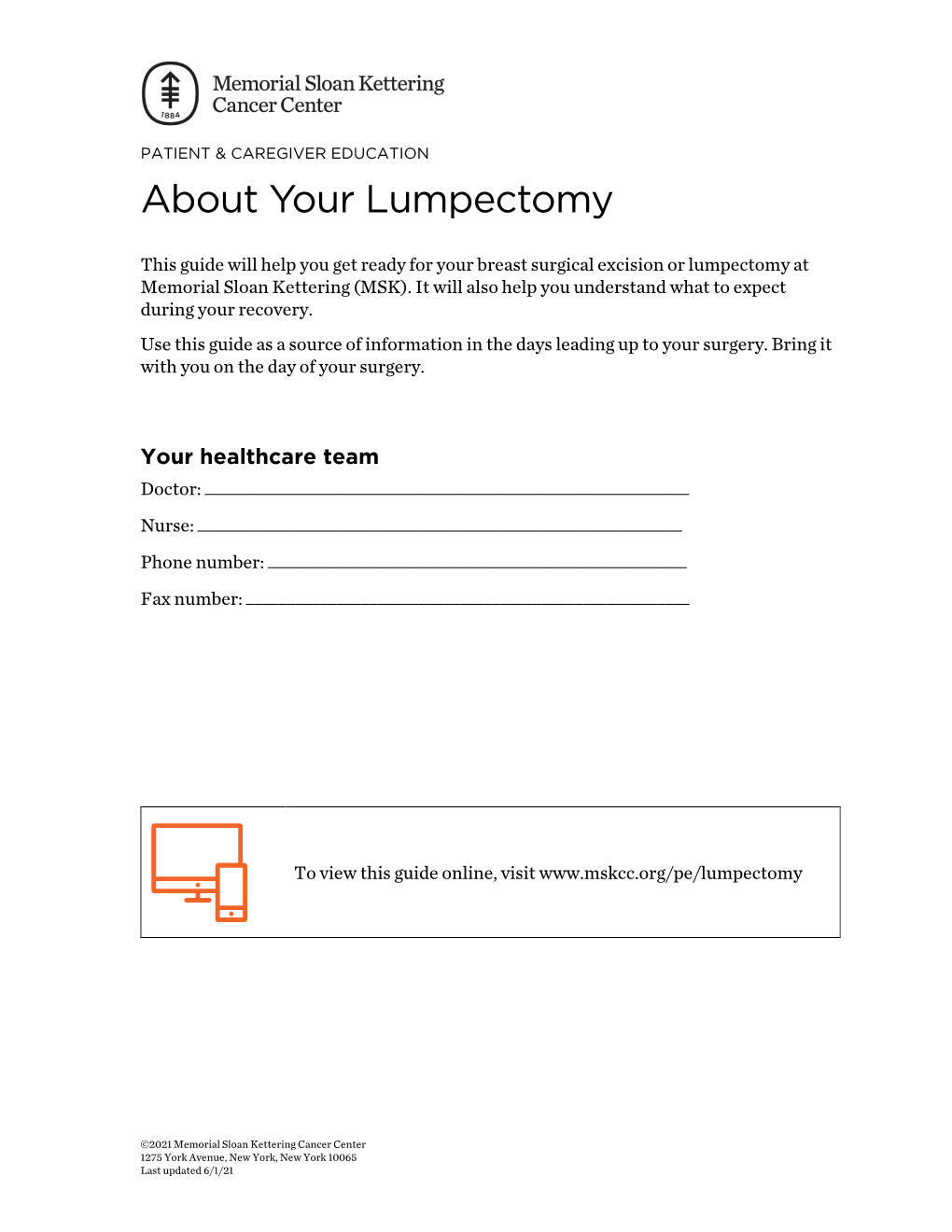 About Your Lumpectomy