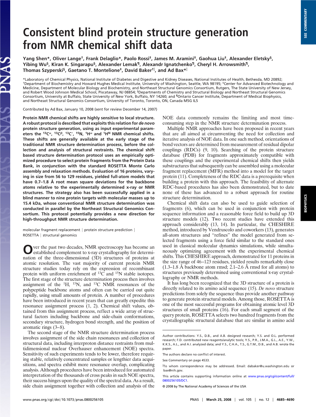 Consistent Blind Protein Structure Generation from NMR Chemical Shift