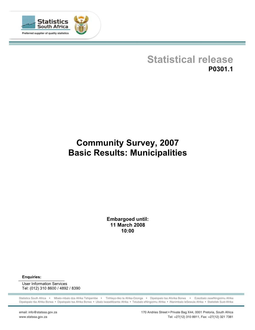 Statistical Release P0301.1
