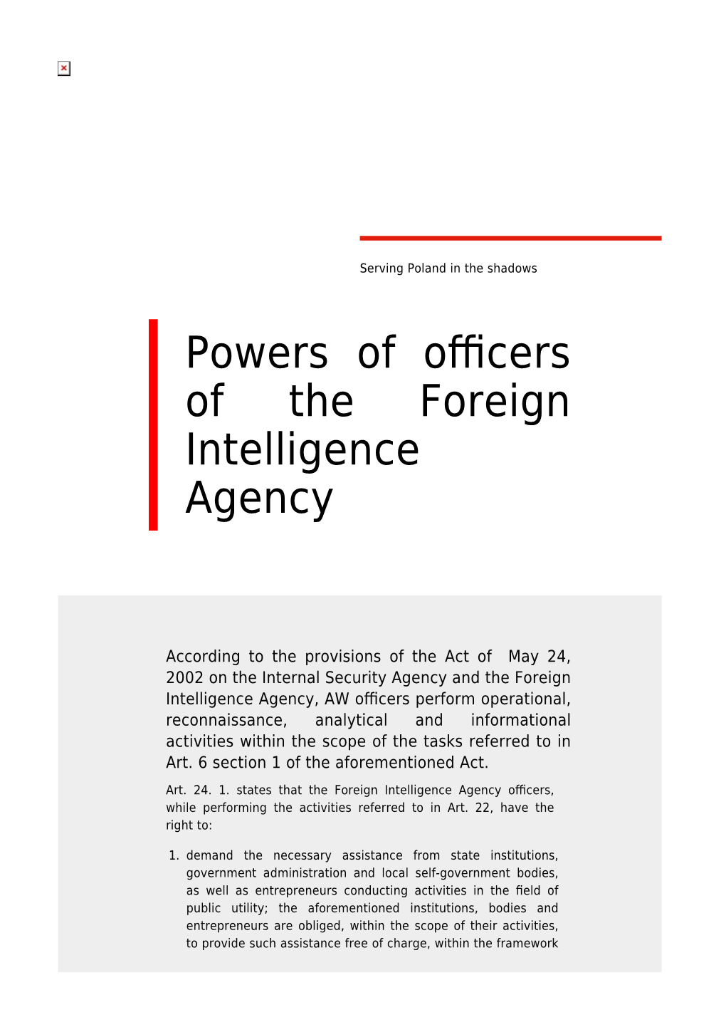 Foreign Intelligence Agency