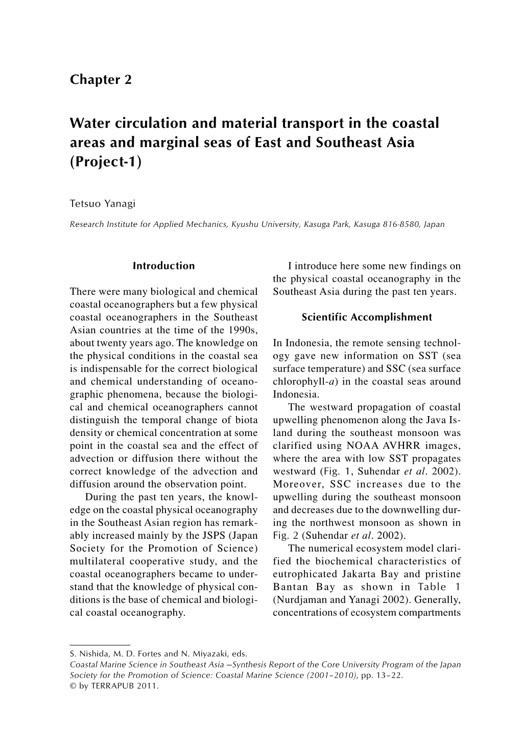 Water Circulation and Material Transport in the Coastal Areas and Marginal Seas of East and Southeast Asia (Project-1)