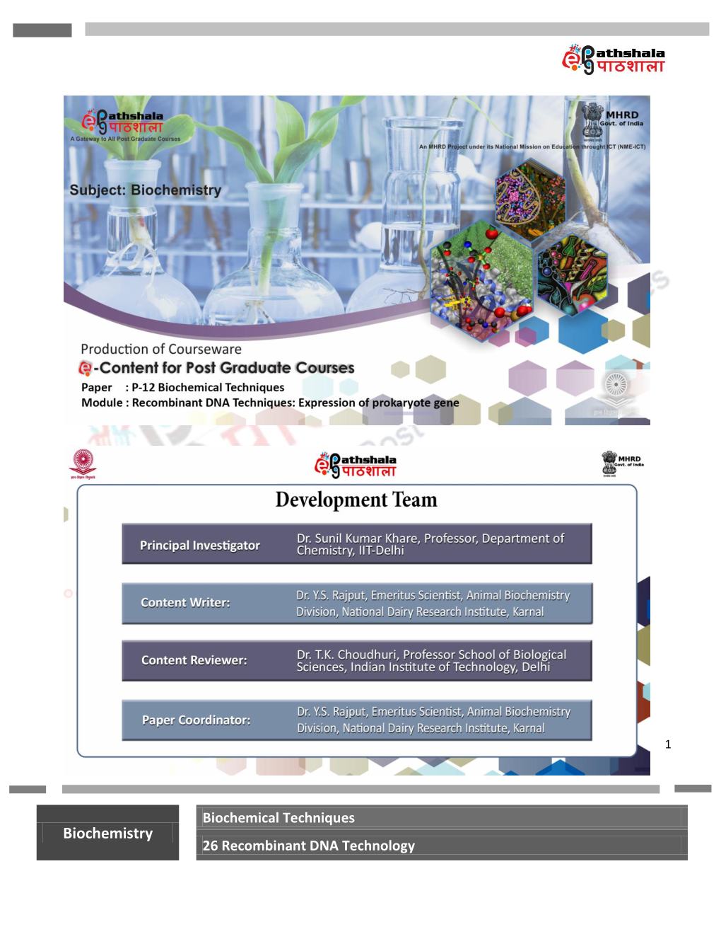 Biochemistry 26 Recombinant DNA Technology