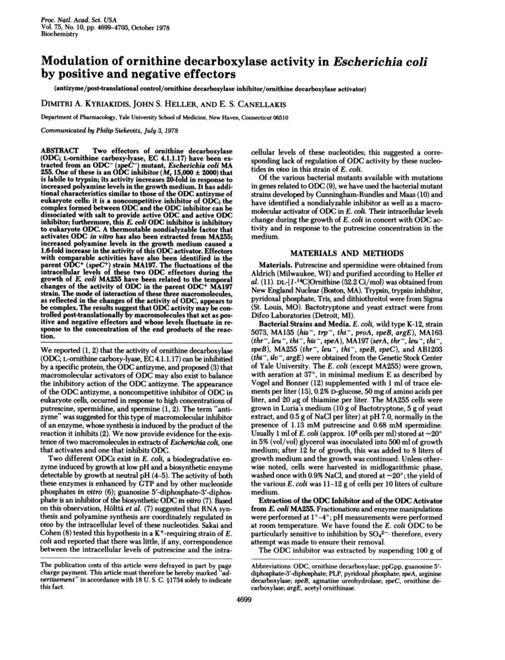 By Positive and Negative Effectors (Antizyme/Post-Translational Control/Ornithine Decarboxylase Inhibitor/Ornithine Decarboxylase Activator) DIMITRI A