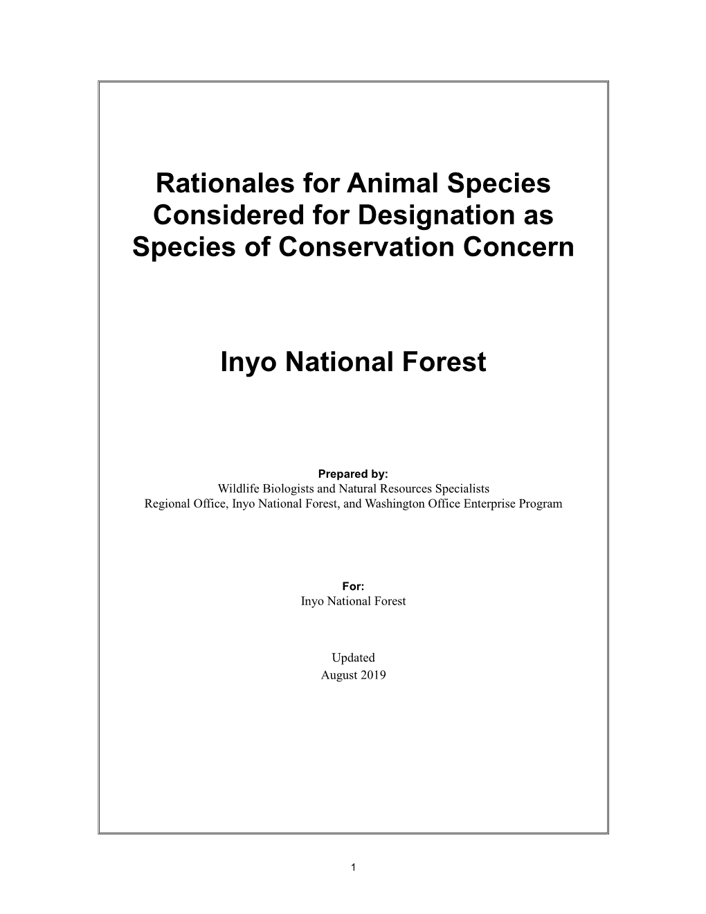 Animal Species Considered for Designation As Species of Conservation Concern