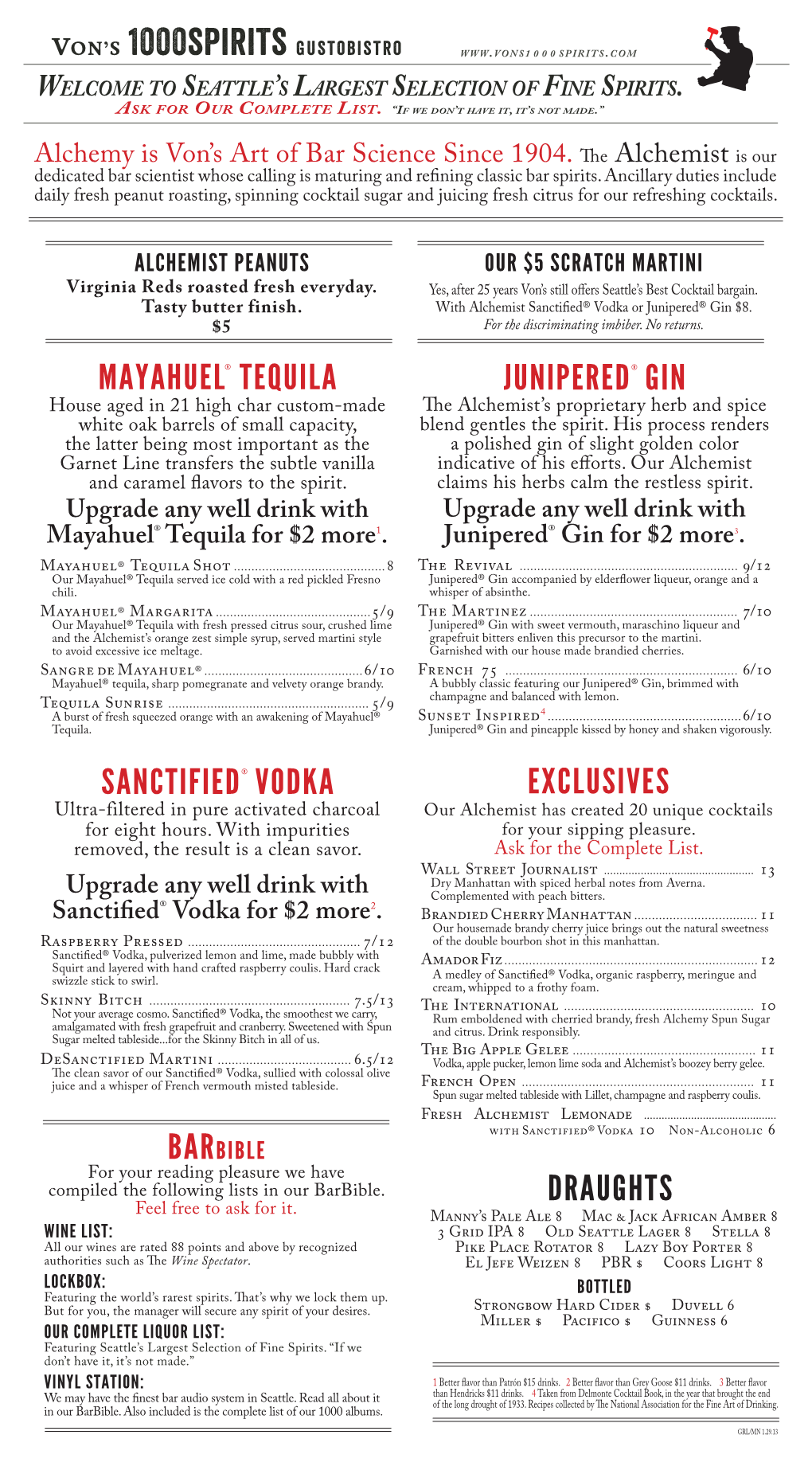 Mayahuel® Tequila Sanctified® Vodka Junipered® Gin