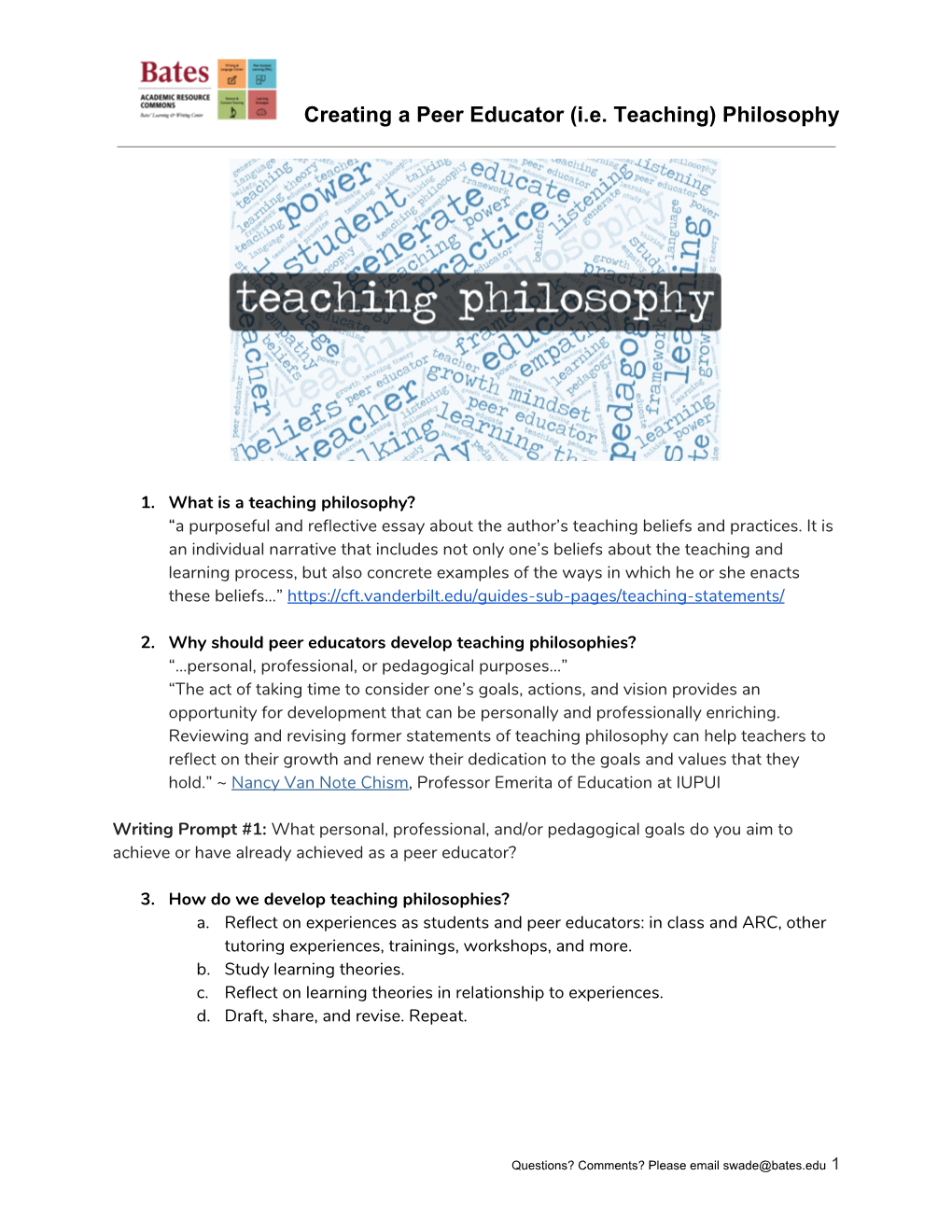 Creating a Peer Educator (I.E. Teaching) Philosophy