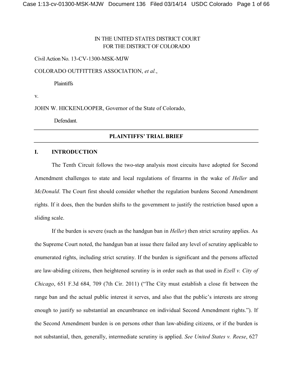 Plaintiffs' Trial Brief