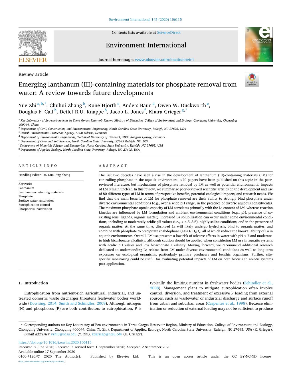 Emerging Lanthanum (III)-Containing Materials for Phosphate Removal from Water: a Review Towards Future Developments