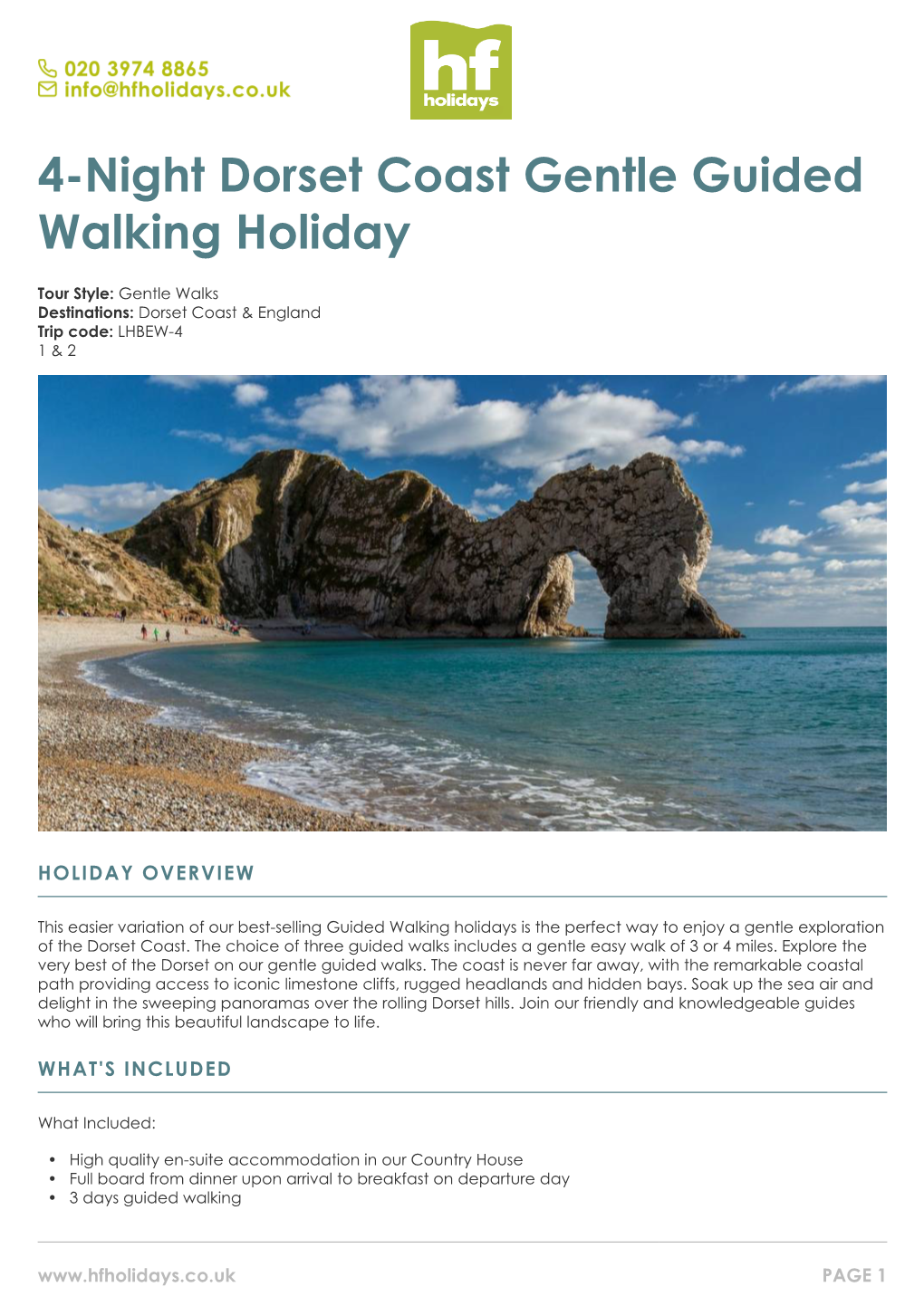 4-Night Dorset Coast Gentle Guided Walking Holiday
