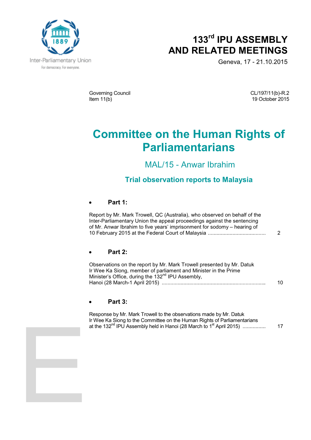 Committee on the Human Rights of Parliamentarians