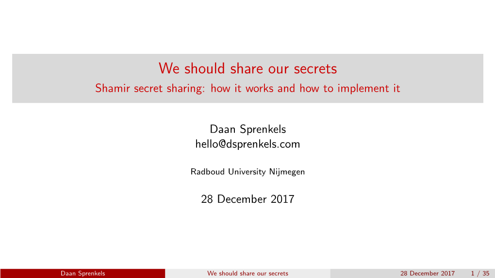 Shamir Secret Sharing: How It Works and How to Implement It