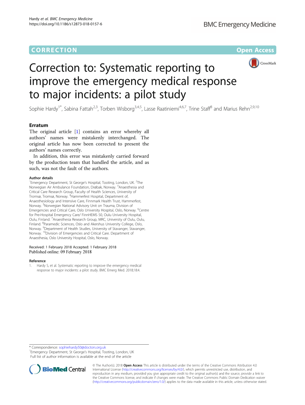 Systematic Reporting to Improve the Emergency Medical Response To