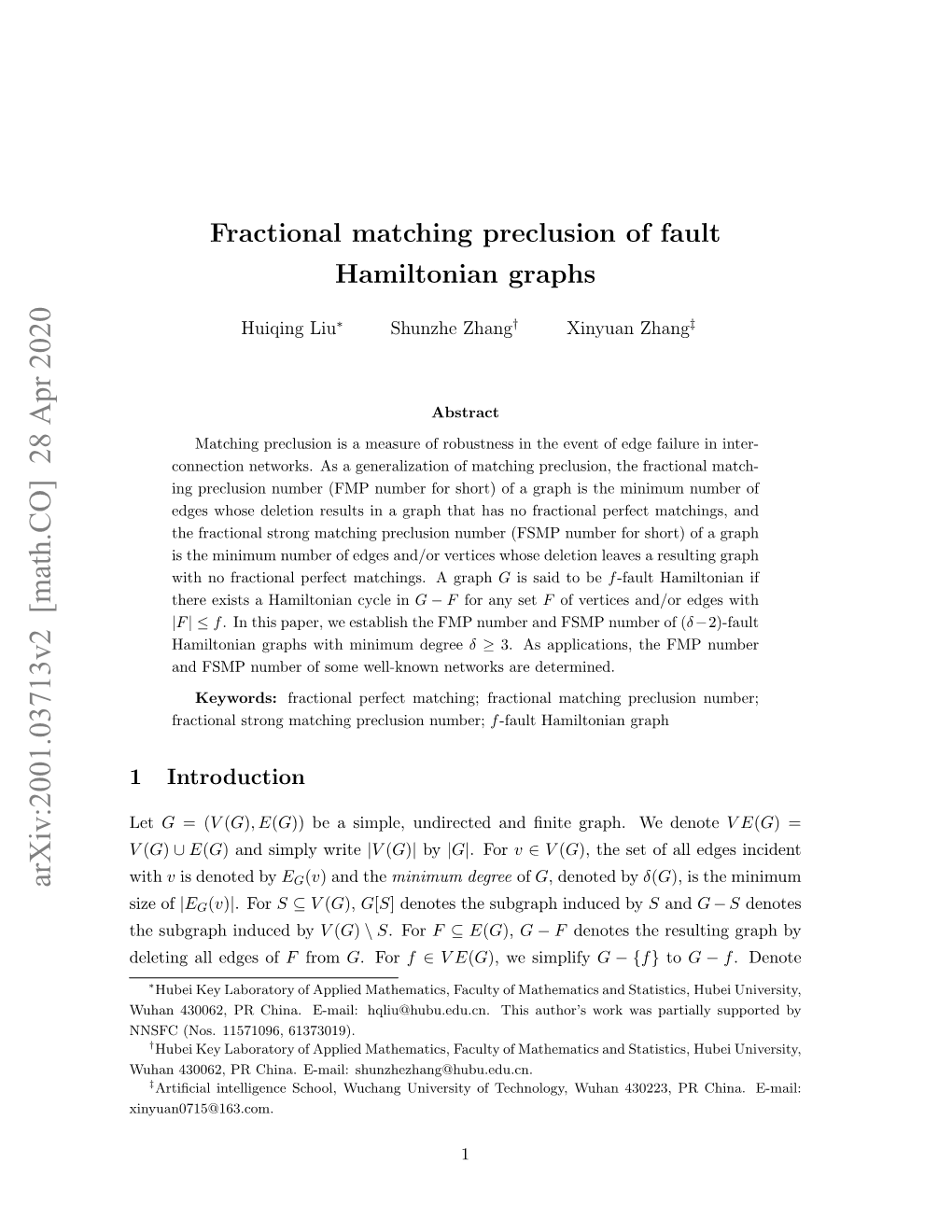 Fractional Matching Preclusion of Fault Hamiltonian Graphs