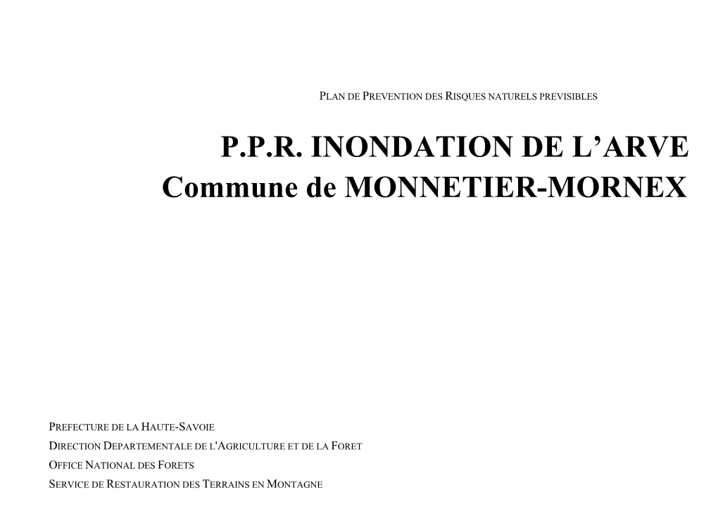 PPR INONDATION DE L'arve Commune De MONNETIER-MORNEX