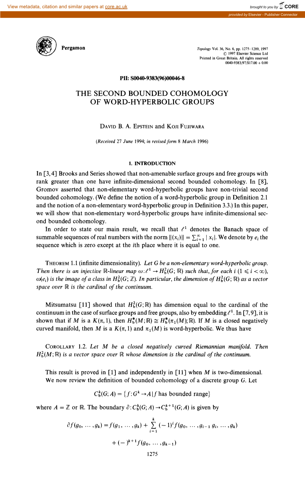 The Second Bounded Cohomology of Word-Hyperbolic Groups