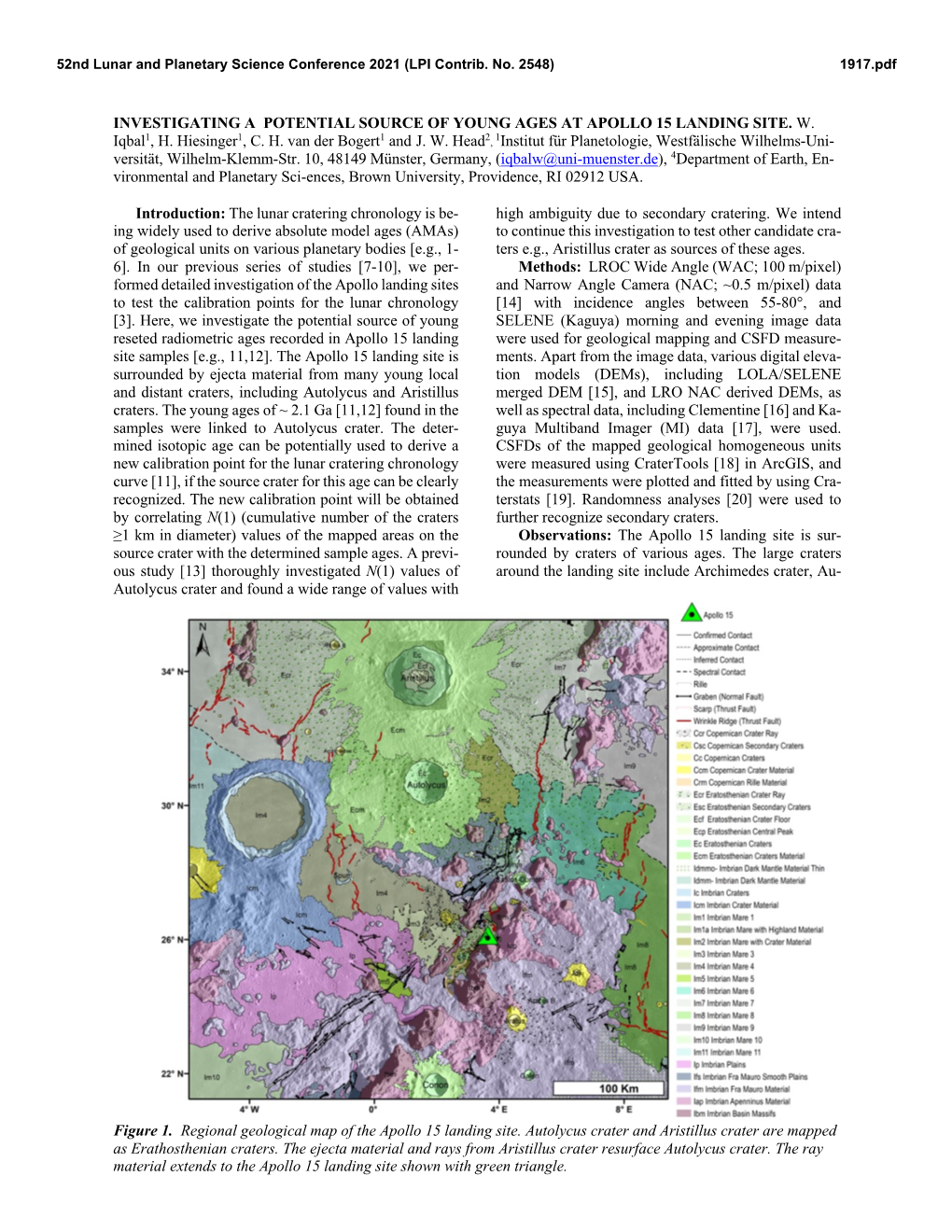 Investigating a Potential Source of Young Ages at Apollo 15 Landing Site