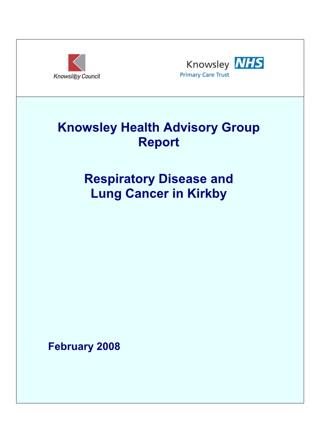 Knowsley Health Advisory Group Report Respiratory Disease And