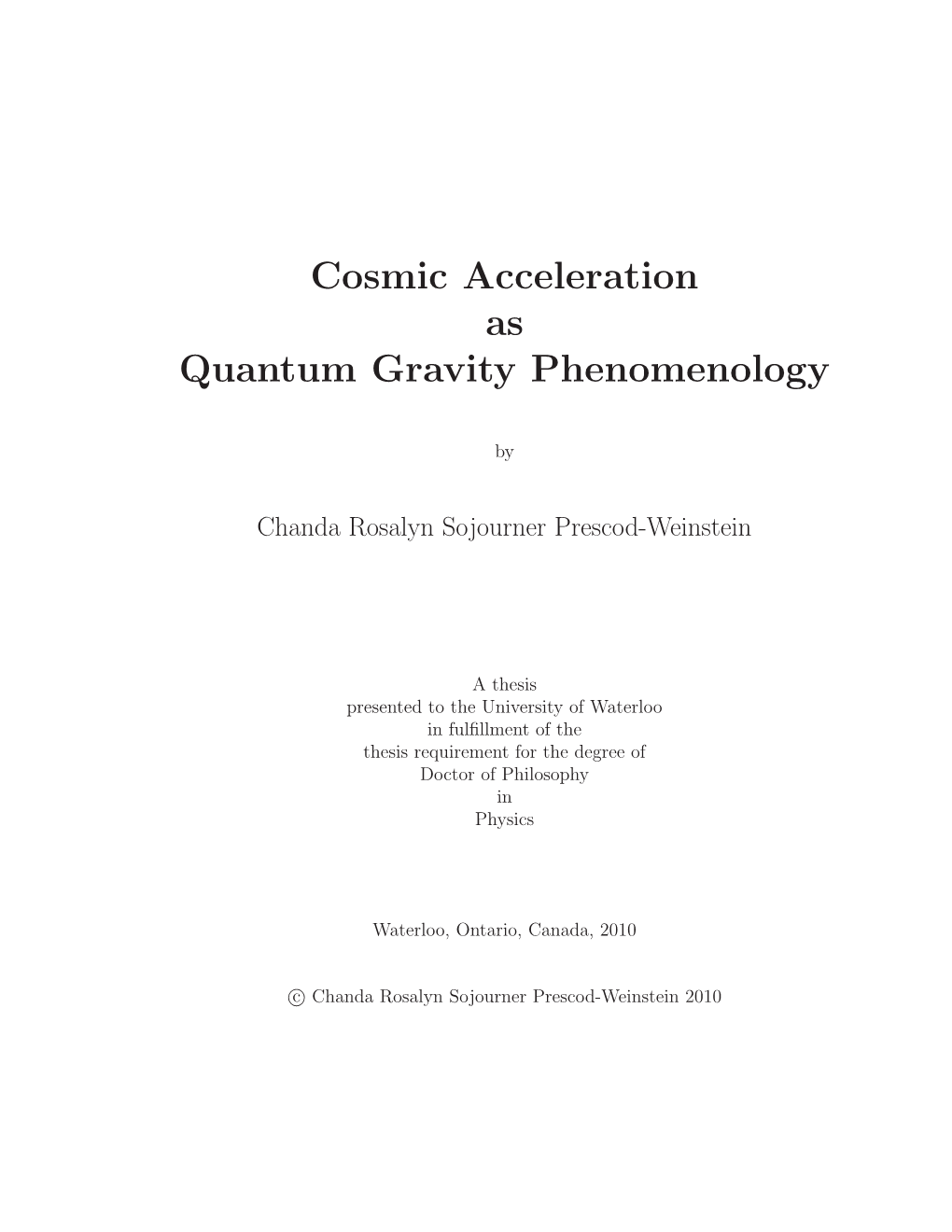 Chanda Prescod-Weinstein's Doctoral Dissertation