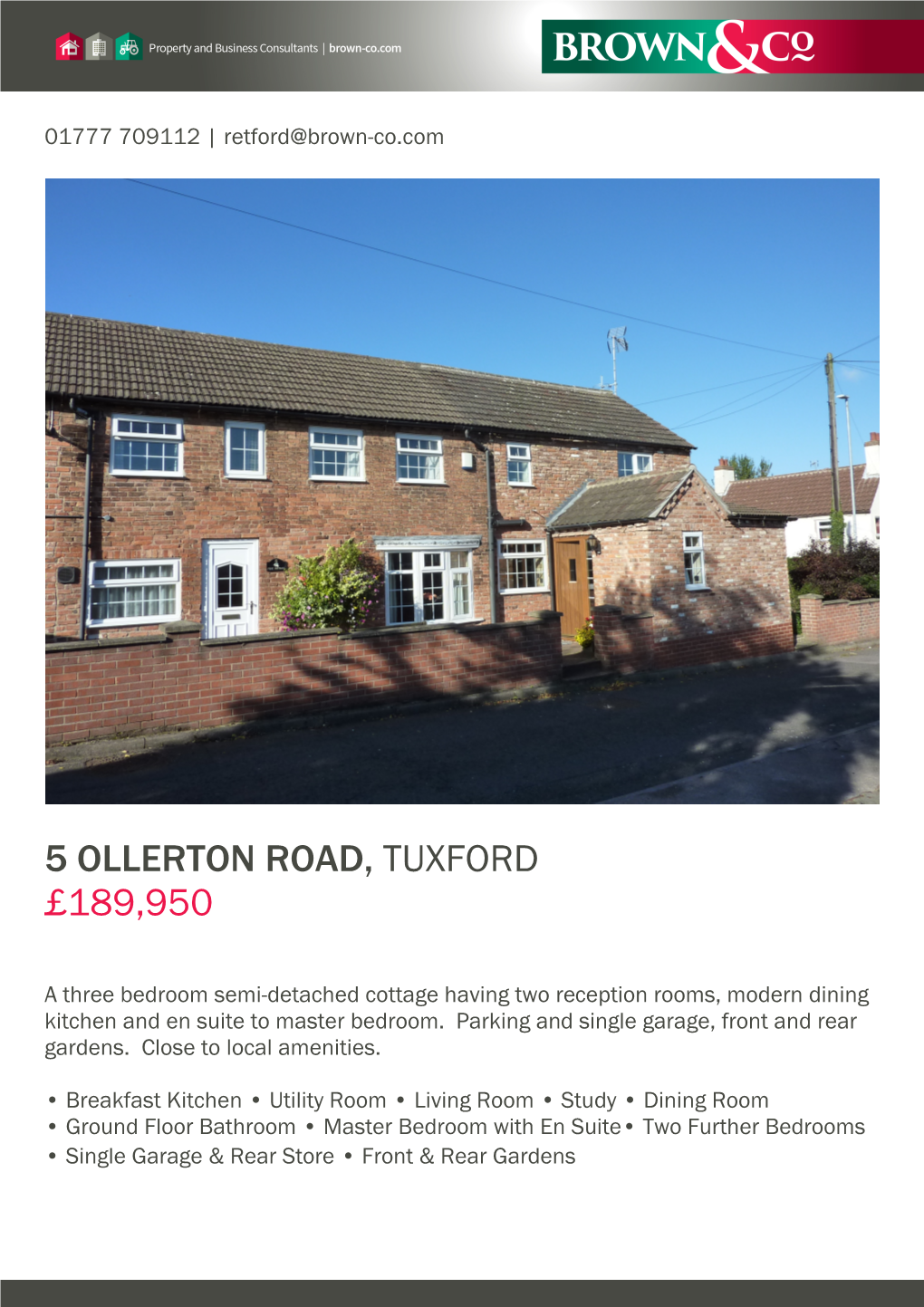 5 Ollerton Road, Tuxford, Newark, Nottinghamshire, Ng22 0Lf