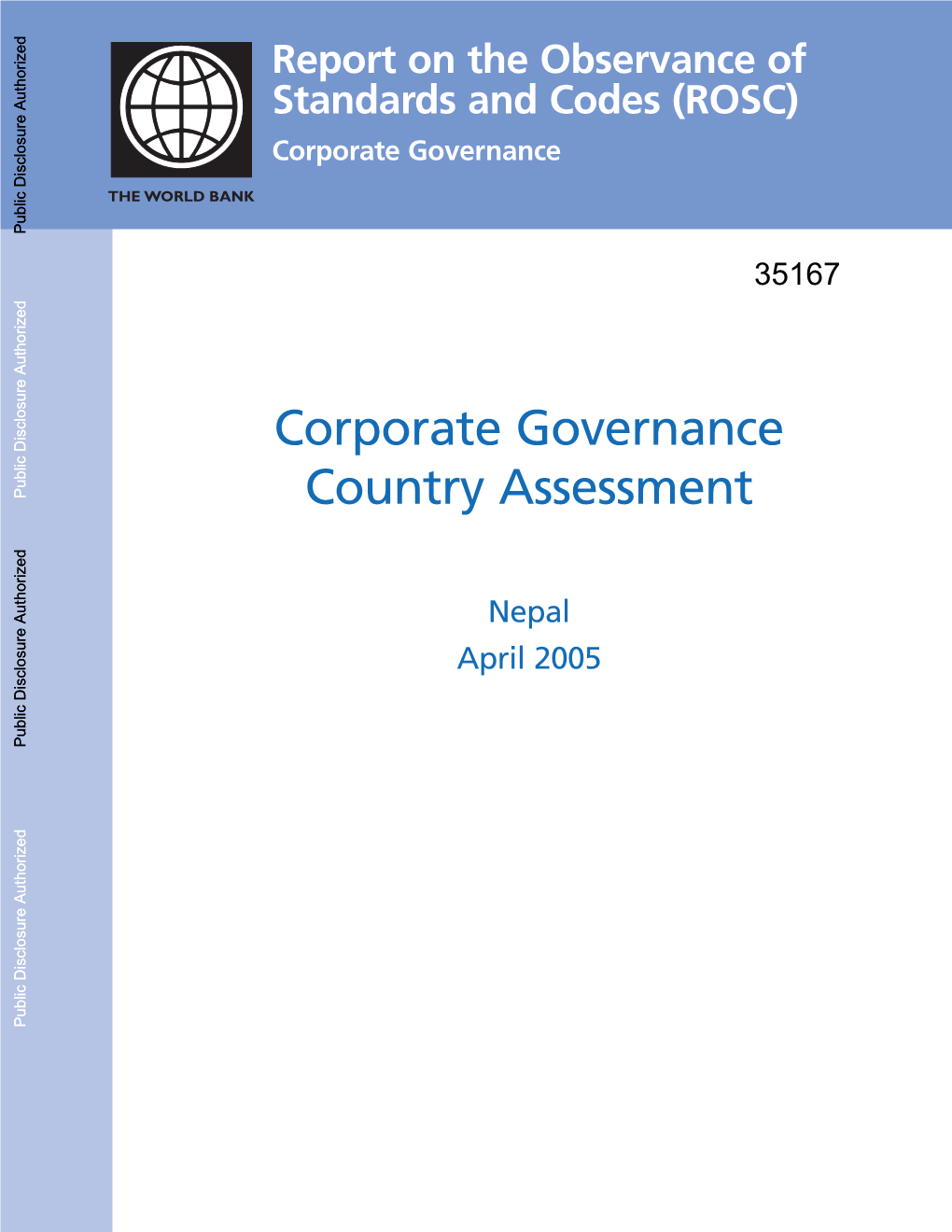 (ROSC) Corporate Governance Public Disclosure Authorized