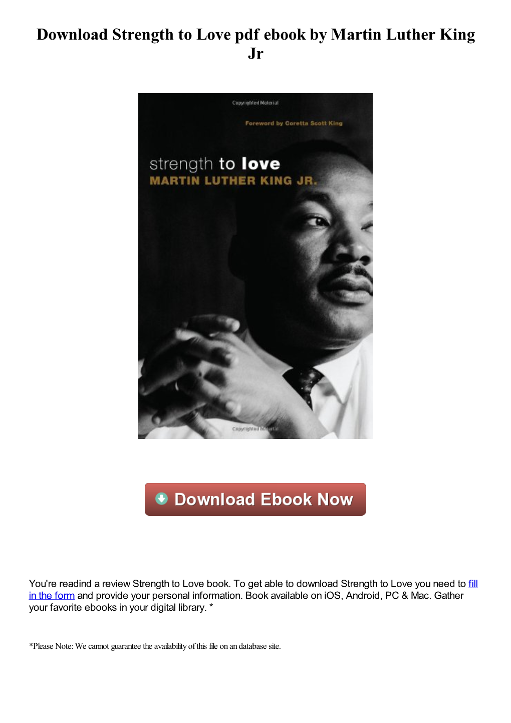 Download Strength to Love Pdf Ebook by Martin Luther King Jr