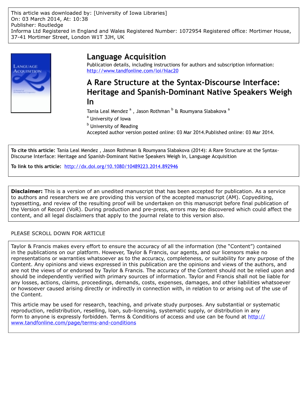 Language Acquisition a Rare Structure at The